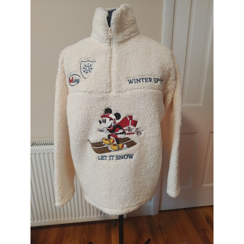 NEW NWT Disney Mickey Mouse Winter Sherpa Pullover Quarter Zip Women’s Size M